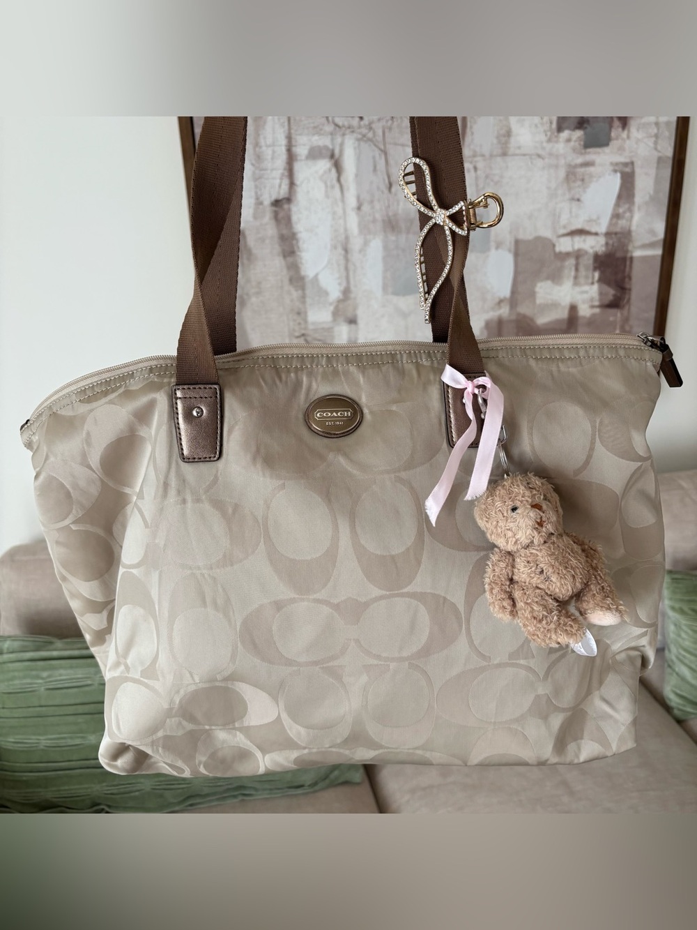 Coach Beige Signature Tote